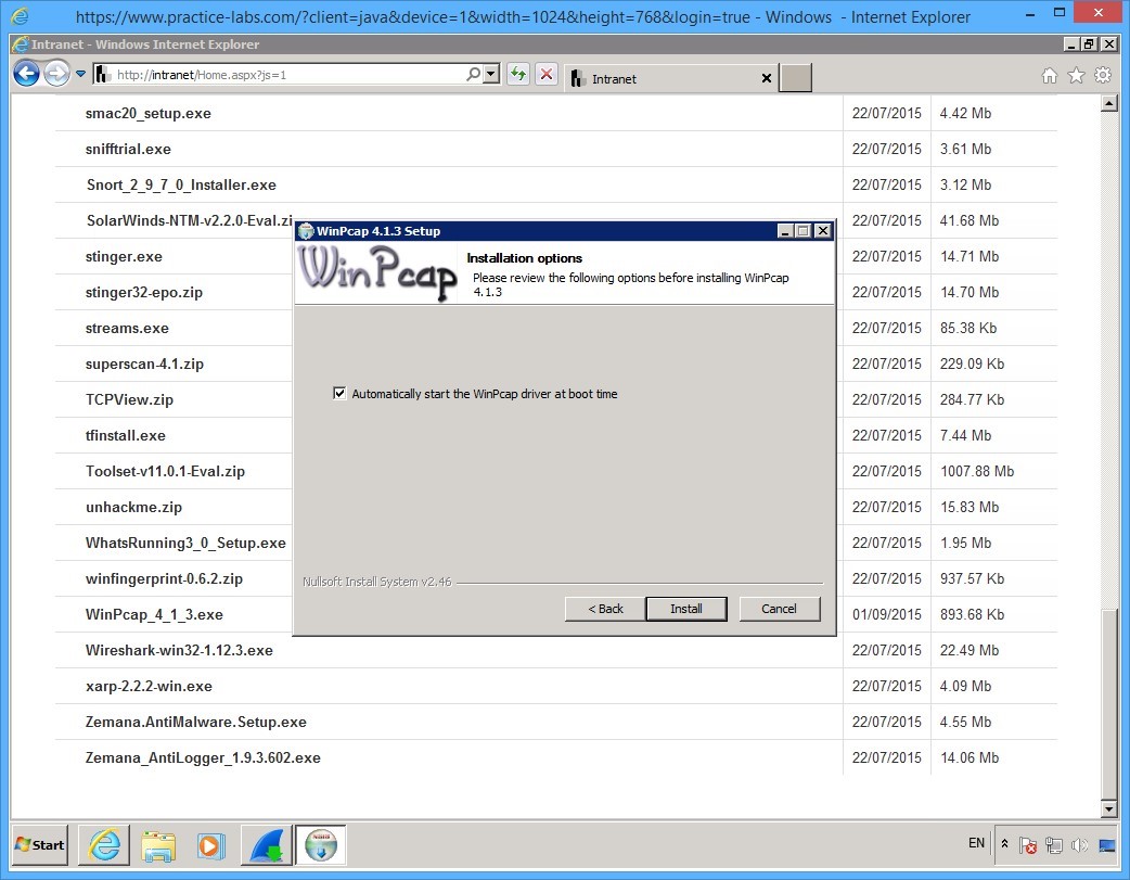 Practice Labs screenshot.